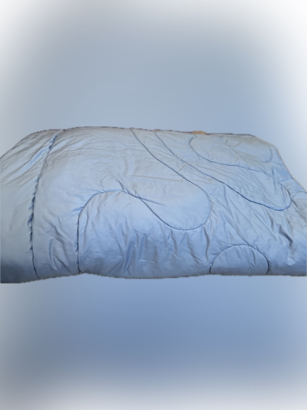 Vintage Reversible Blue Quilted Twin Comforter Decorative Stitching Bedspread